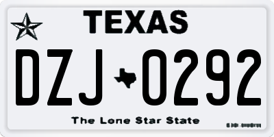 TX license plate DZJ0292