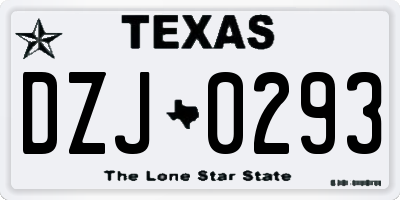TX license plate DZJ0293