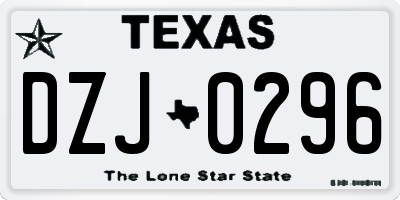 TX license plate DZJ0296