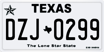 TX license plate DZJ0299