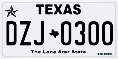 TX license plate DZJ0300