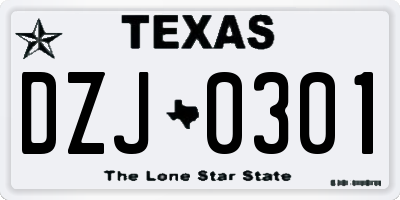 TX license plate DZJ0301