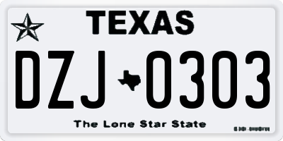TX license plate DZJ0303