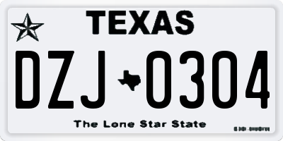 TX license plate DZJ0304