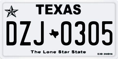 TX license plate DZJ0305