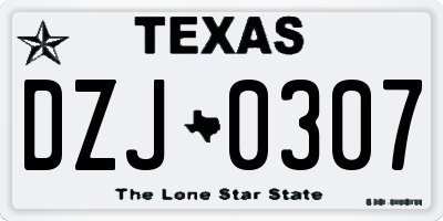 TX license plate DZJ0307