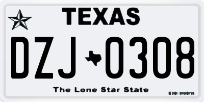 TX license plate DZJ0308