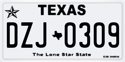 TX license plate DZJ0309
