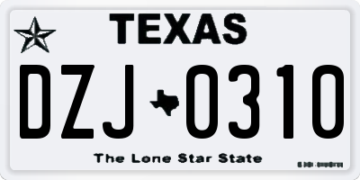TX license plate DZJ0310