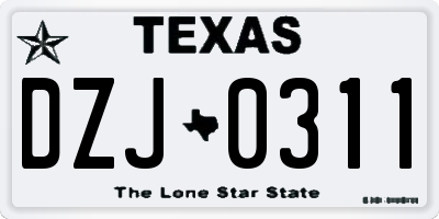 TX license plate DZJ0311
