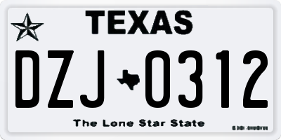 TX license plate DZJ0312