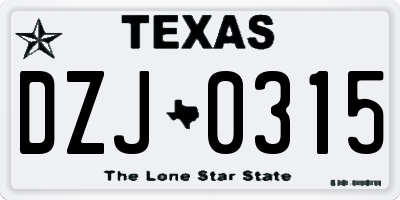 TX license plate DZJ0315