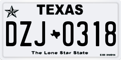 TX license plate DZJ0318