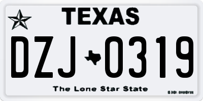 TX license plate DZJ0319