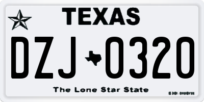 TX license plate DZJ0320