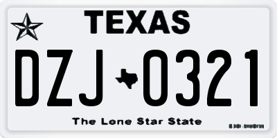 TX license plate DZJ0321