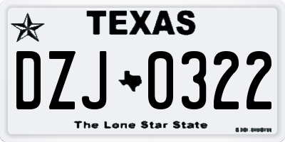 TX license plate DZJ0322