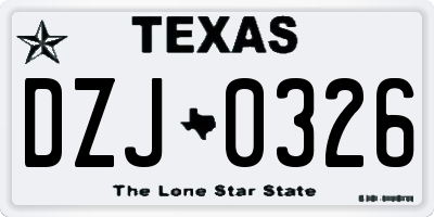 TX license plate DZJ0326