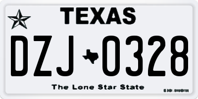 TX license plate DZJ0328