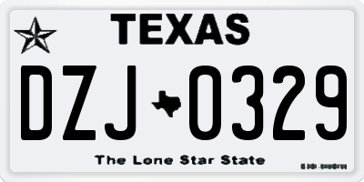 TX license plate DZJ0329