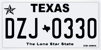 TX license plate DZJ0330