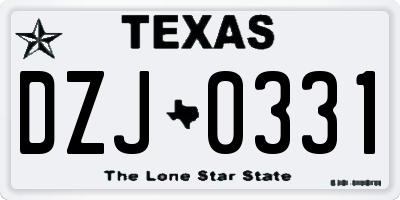 TX license plate DZJ0331