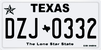 TX license plate DZJ0332
