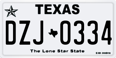 TX license plate DZJ0334