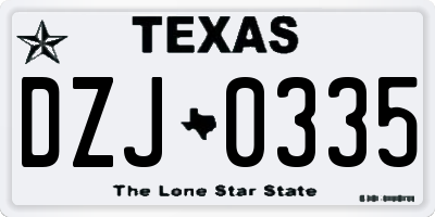 TX license plate DZJ0335