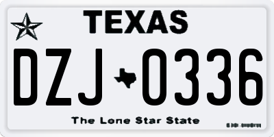 TX license plate DZJ0336