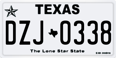 TX license plate DZJ0338