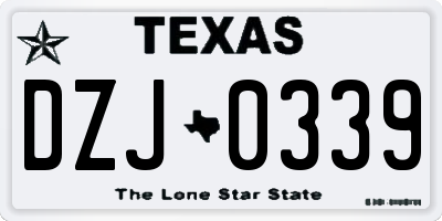 TX license plate DZJ0339