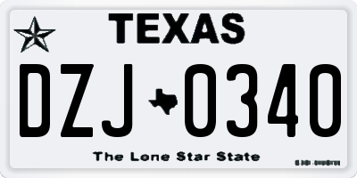 TX license plate DZJ0340