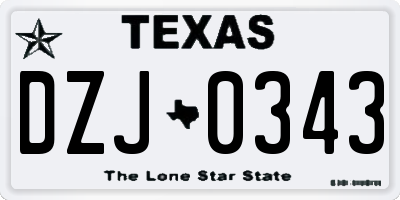 TX license plate DZJ0343