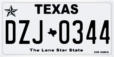 TX license plate DZJ0344