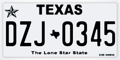 TX license plate DZJ0345