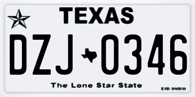 TX license plate DZJ0346