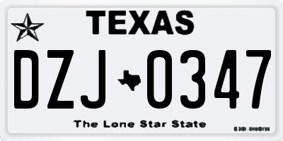 TX license plate DZJ0347