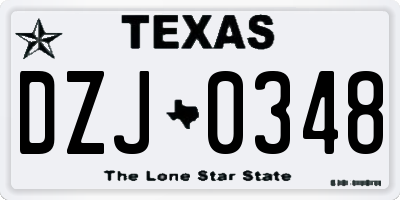 TX license plate DZJ0348