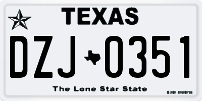 TX license plate DZJ0351