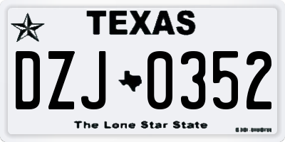 TX license plate DZJ0352