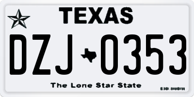 TX license plate DZJ0353