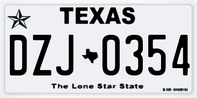 TX license plate DZJ0354