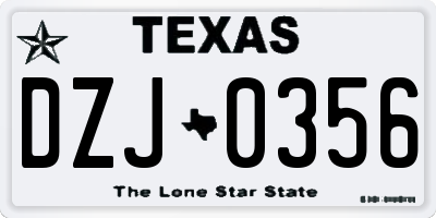 TX license plate DZJ0356