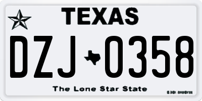 TX license plate DZJ0358