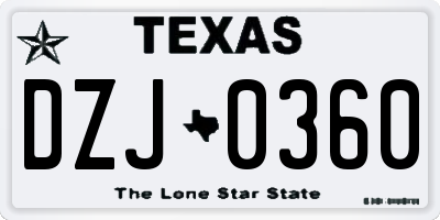 TX license plate DZJ0360