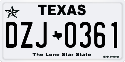 TX license plate DZJ0361