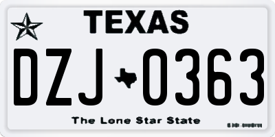 TX license plate DZJ0363