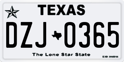 TX license plate DZJ0365