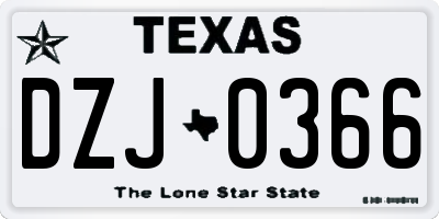 TX license plate DZJ0366